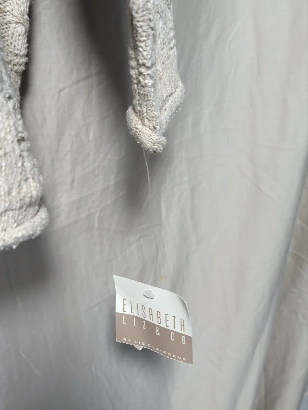 Women's Zip-Neck Sweater in Cream and Light Brown Cozy Cotton Plus Size